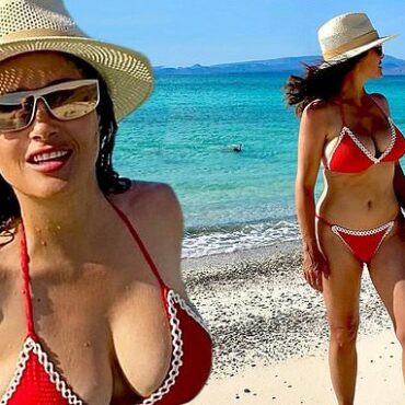 Salma Hayek celebrates 57th birthday with racy bikini shoot while frolicking in the ocean: 'I'm so happy to be alive!'